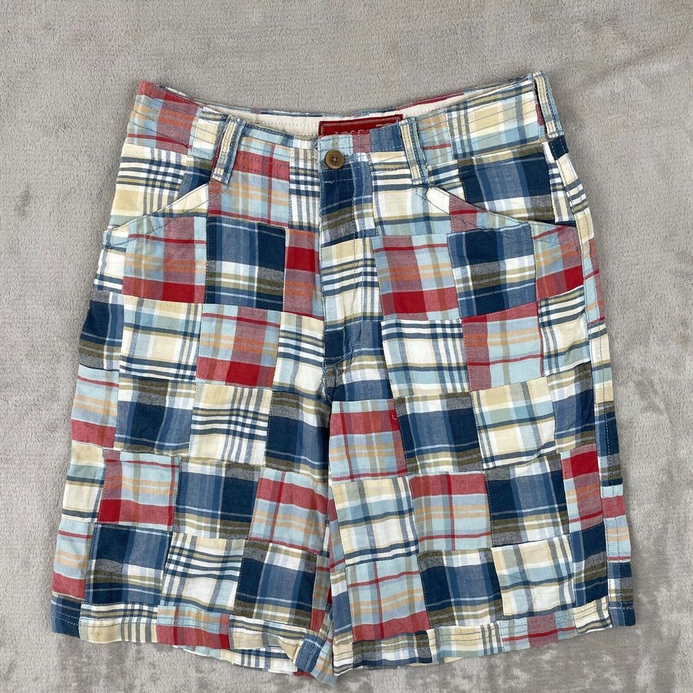 IZOD Shorts Men 30 Multi Plaid PatchWork Preppy Luxury Sport Vintage 10" Inseam